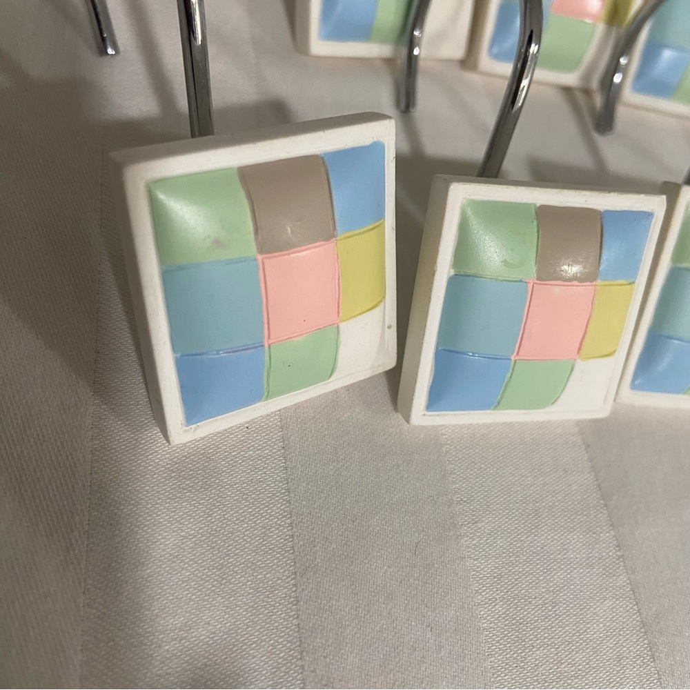 Martha Stewart vintage shower curtain hooks.